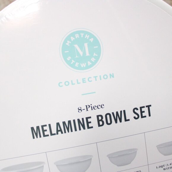 Martha Stewart Collection 8-Piece Melamine Bowl Set Kitchen Light Purple New - Picture 5 of 7